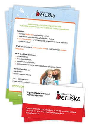 Agentura Beruška - vizitky, leták