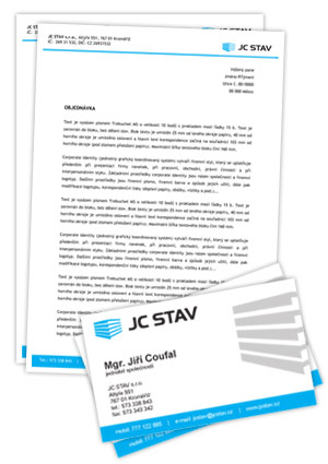 JC STAV - vizitky a hlavičkový papír
